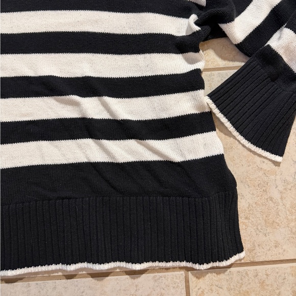 Sonoma Black and White Striped Women's Sweater - Picture 2 of 3